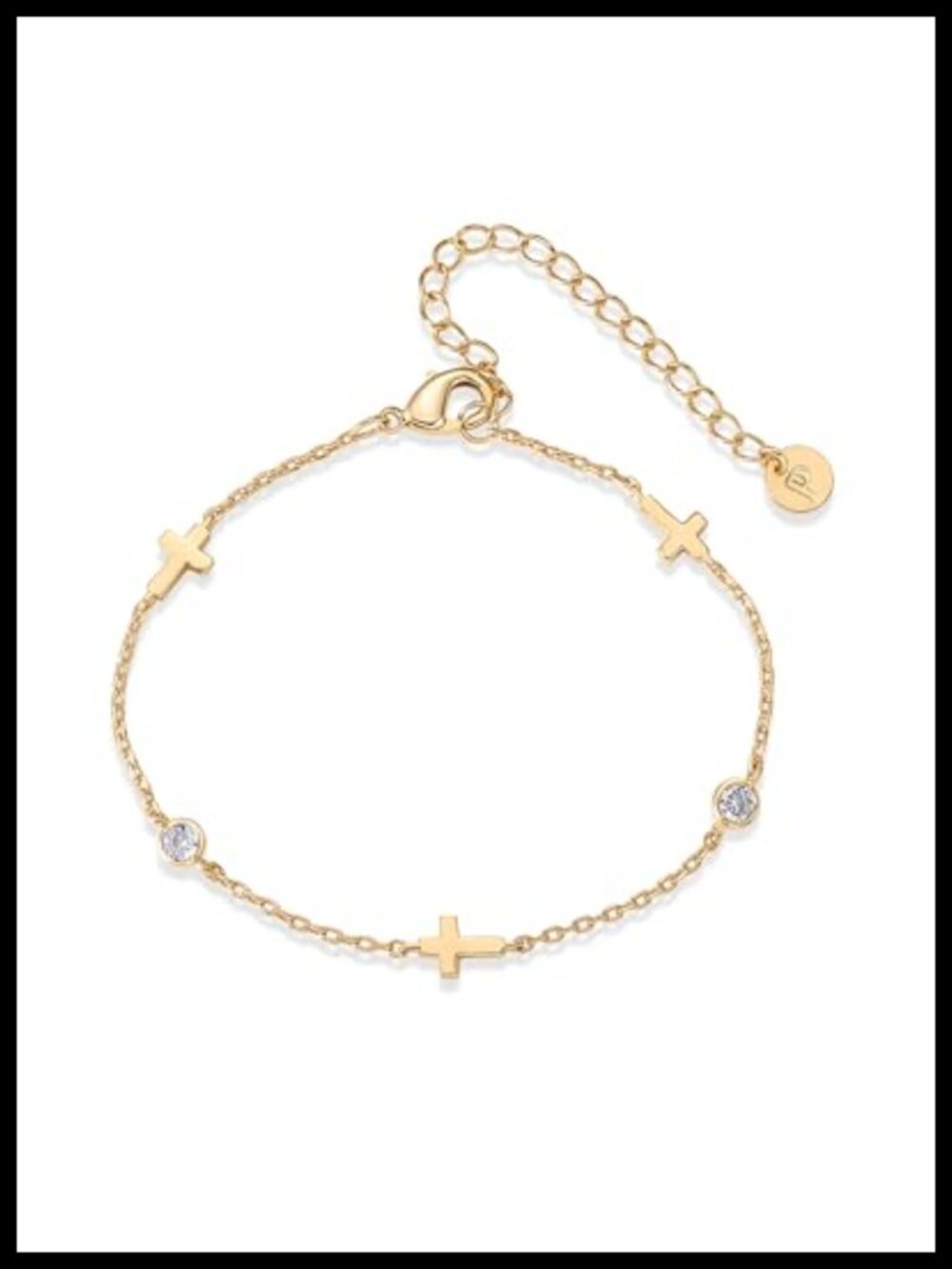 14K Gold Plated Sideways Cross Bracelet
